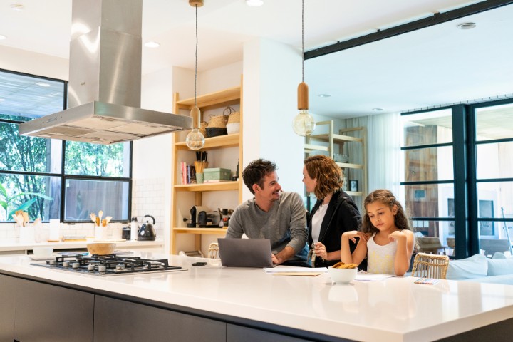 Family enjoying temporary housing while waiting for their home renovation to finish