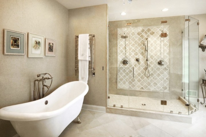 Modern bathroom renovation trend with soaking tub and elegant shower