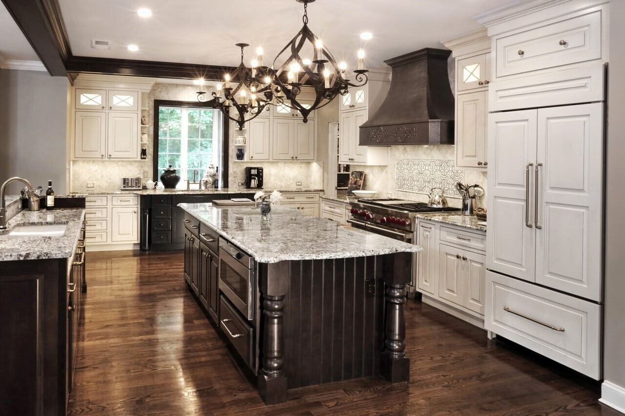 Luxury Maryland kitchen with custom cabinetry and decorative range hood