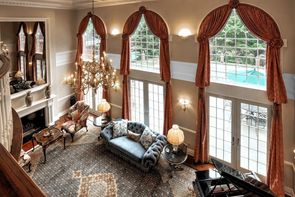 Classic Maryland home interior with high ceilings and grand windows