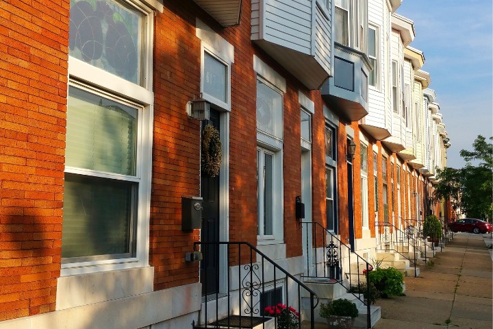 Historic Baltimore rowhouses with brick exteriors representing timeless architectural charm