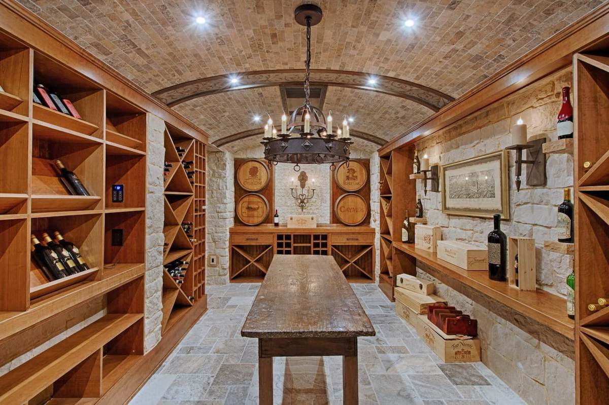 custom stone and wood wine cellar built by a skilled home addition contractor in Maryland